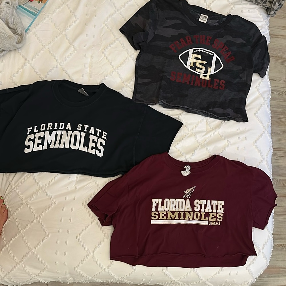 Lot of 3 FSU Florida state half shirts super cute shirts!! FSU Seminoles 3